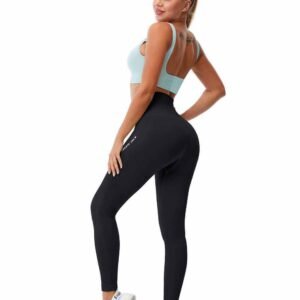 Leggings deportivos negros de cintura alta para mujer